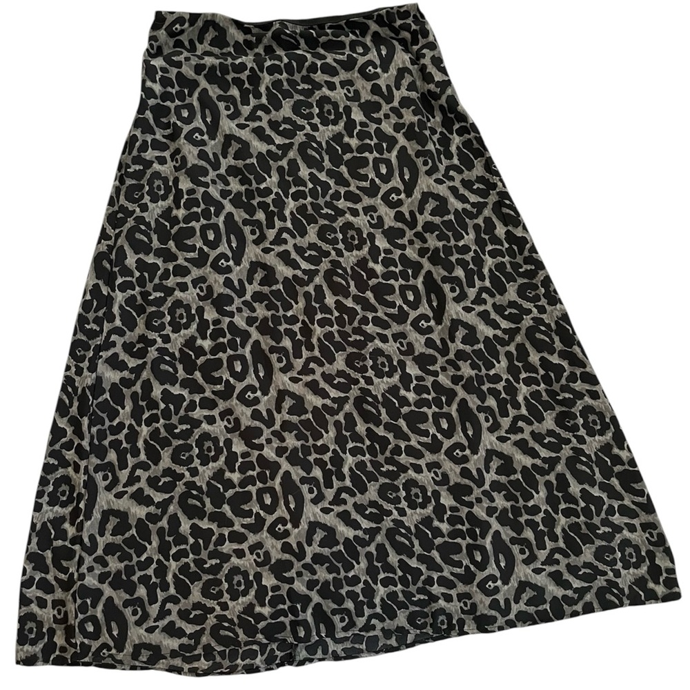 Leopard print midi skirt partially lined flowy Y2K sz S